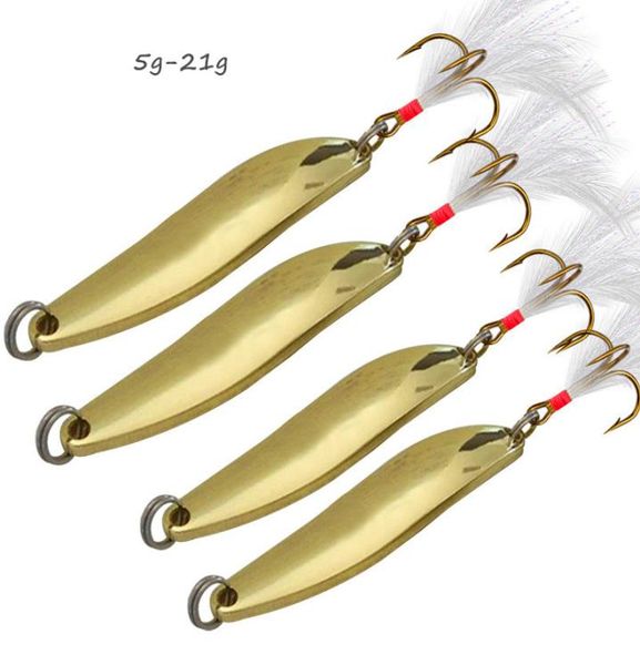 

10pcslot 521g5cm9cm gold spoons metal baits lures 864 hook fishing hooks fishhooks pesca tackle accessories ku6246127566