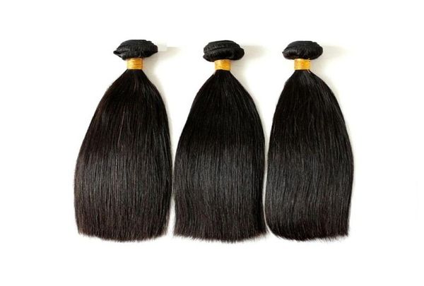 

unprocessed super double drawn malaysian straight virgin hair bundles 3pcs 300g lot 100 remy human hair bundles weaves natural co2414443, Black
