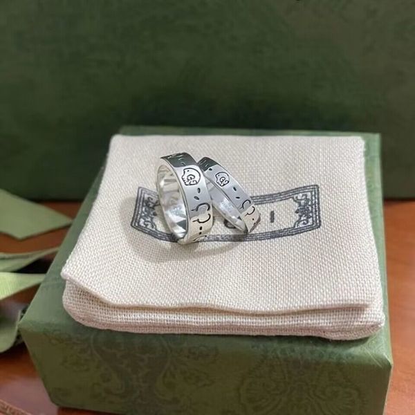 

women men ghost skull designer ring letter rings gift for love couple fashion jewelry accessories, Silver
