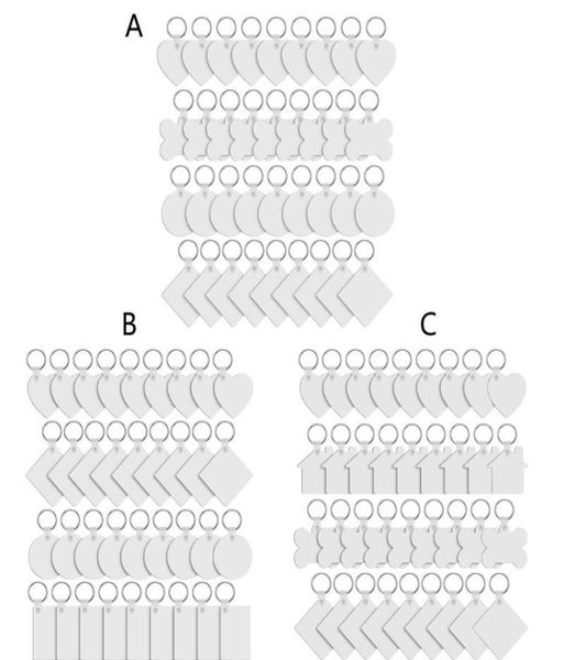 

36pcs wood hardboard keychain blank mdf doubleside printed keychains sublimation heat transfer jewelry making2030830, Silver