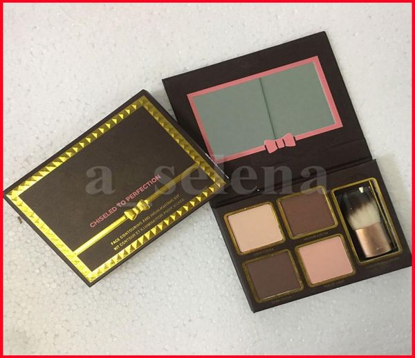 

face makeup bronzers contour chiseled to perfection highlighters pressed powder palette 4 color concealer with brush2666730
