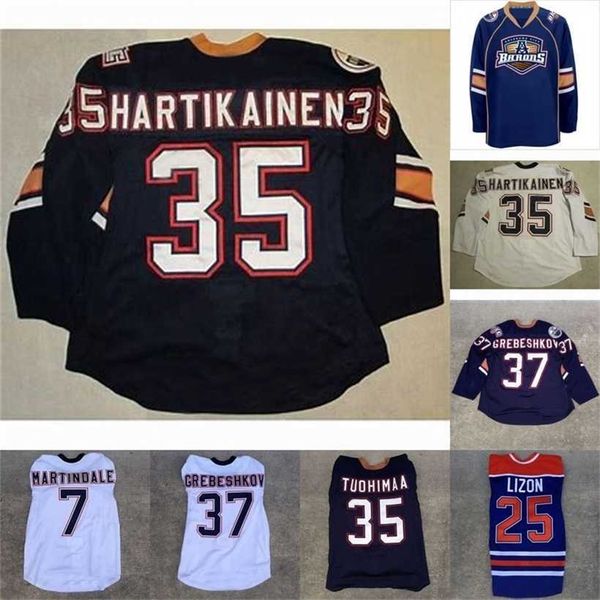 

c2604 mit #7 ryan martindale 37 denis grebeshkov 35 teemu hartikainen 35 f tuohimaa 25 erick lizon cusotm any name any number hockey jersey, Black