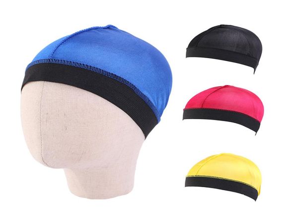

silky dome wave cap for kids solid color hair cover bonnet for boy headwear soft bandana for girl wear durag hair accessories5330036, Blue;gray