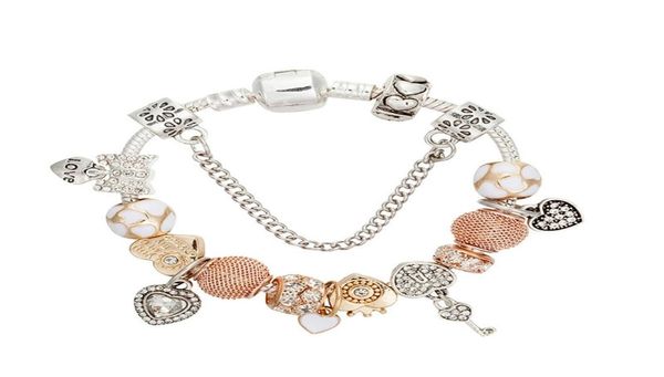 

heart pandora fashion for charm platinum pendant bracelet diy beaded pendant lady bracelet with original box7mix4609647, Golden;silver