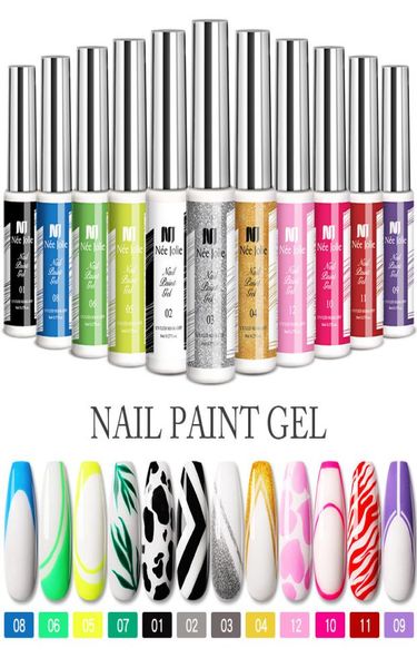 

8ml gel nail art line brush polish 12 colors for uvled paint nails drawing polish diy painting varnish liner gels 2073325595