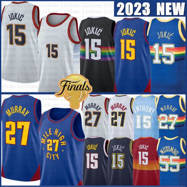 

nikola jamal murray jokic basketball jersey michael porter jr. carmelo anthony allen iverson aaron gordon dikembe mutombo 22 2023 city jerse, Black;red