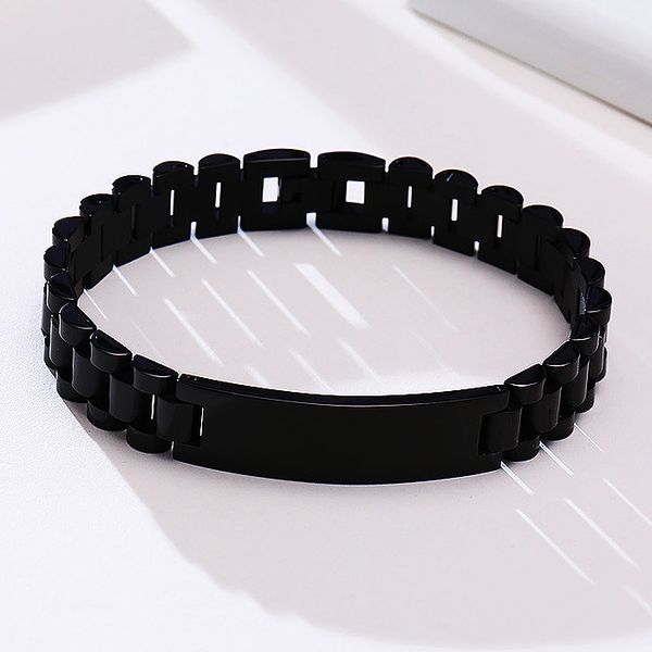 

vintage mens bracelet stainless steel watch belt shaped link chain braid bracelets punk jewelry for men boyfriend width 10mm/12mm/15mm yw93b, Black