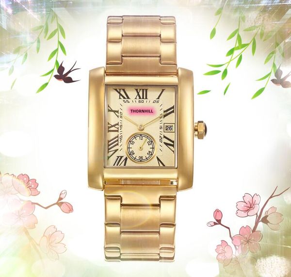 

fashion roman number square tank dial watch women men popular business auto date cool quartz movement solid fine stainless steel and genuine, Slivery;brown