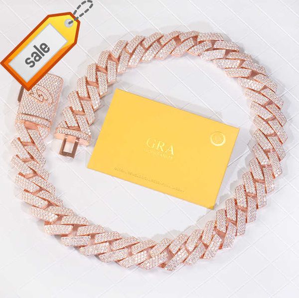 

custom 26mm heavy cuban chain s925 solid silver with shine d vvs moissanite cuban link chain iced out rose gold hip hop necklace