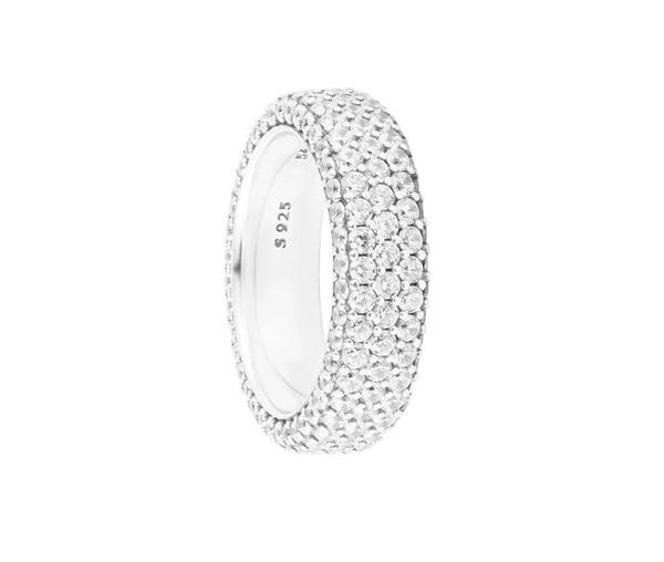 

925 sterling silver timeless pave triple-row rings for women finger ring original jewelry 2023 new in ing