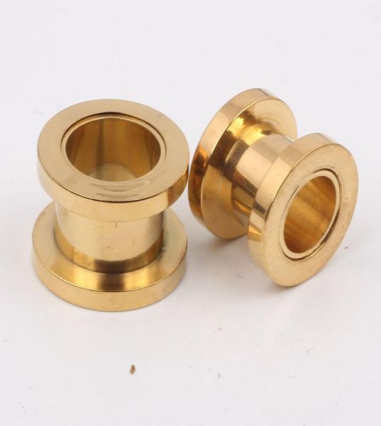 

100pcslot mix 7 size body jewelry gold stainless steel screw ear plug flesh tunnel6551913, Silver