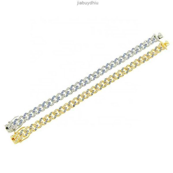 

hip hop iced out chain with alloy and colorful rhinestone 9mm width cuban necklace, Silver