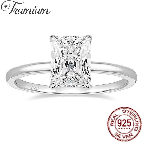 

solitaire ring trumium 3ct 925 sterling silver engagement rings radiant cut solitaire cubic zircon wedding promise ring wedding bands for wo, Golden;silver