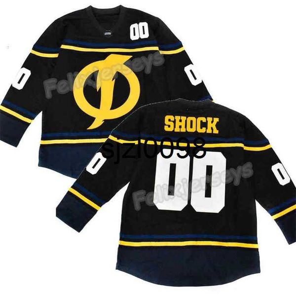 

sj98 00 static shock black movie hockey jersey 100% embroidery mens womens youth hockey jerseys fast shipping