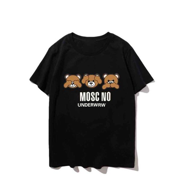 

men t-shirt designer mens t shirt moscino casual bear printing short sleeve clothes brand cotton tees us size s-xxl 3 ij08, White;black