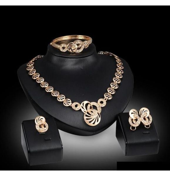 

necklaces earrings bangles rings jewelry sets fashion women quality rhinestone gold plated geometric circles party jewelry 4piece2593226, Slivery;golden