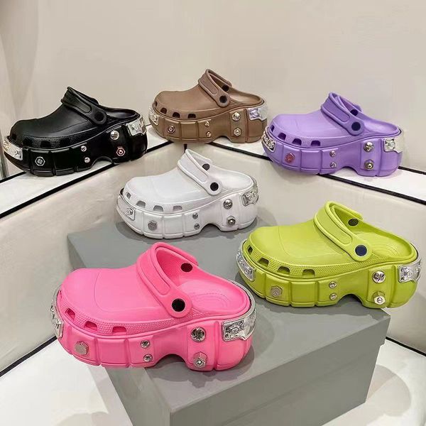 

2023 designer women luxury sandals mens womens slide triple white black rose pink purple brown iron button buckle strap men platform sandal