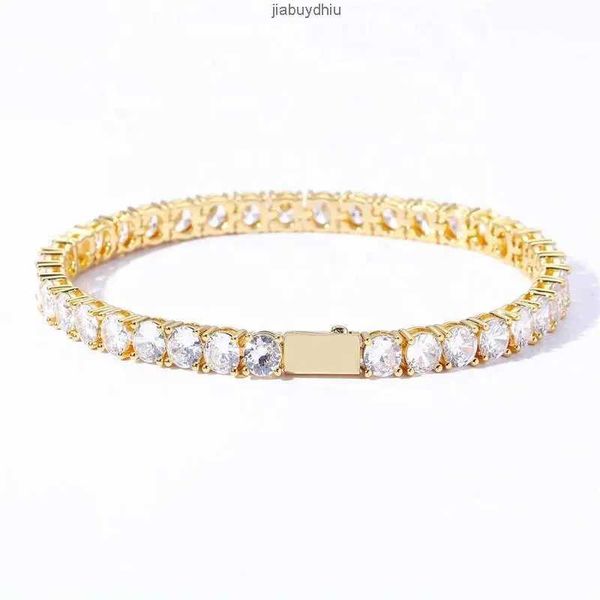 

stock real gold plating brass and hip hop 3mm 4mm 5mm single row bling zircon tennis chain bracelet for gift, Silver