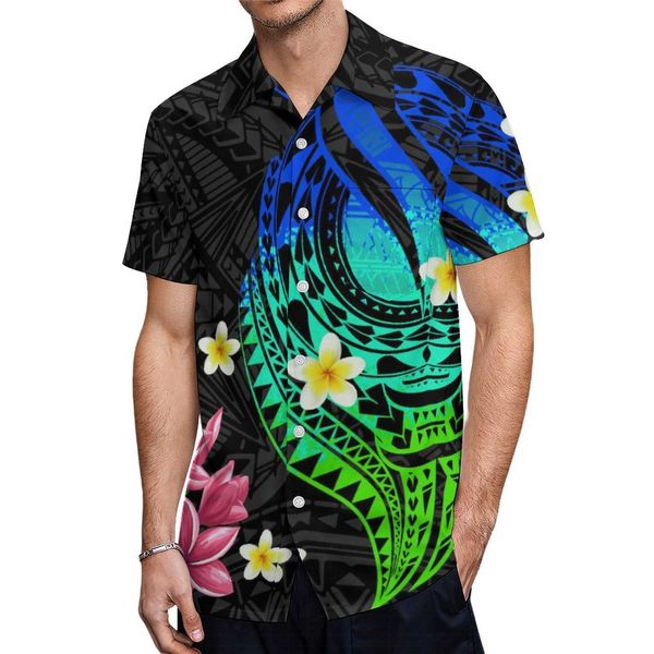 

wholesale new price red polynesian tribal mens shirt custom casual button short sleeve shirt plus size mens shirts xxxxxxxl pdn, White;black