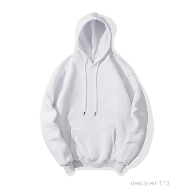 

fashion white men hoodies hip hop streetwear casual hoodies sweatshirts elasticity solid color fleece thick warm threaded cuffs, Black
