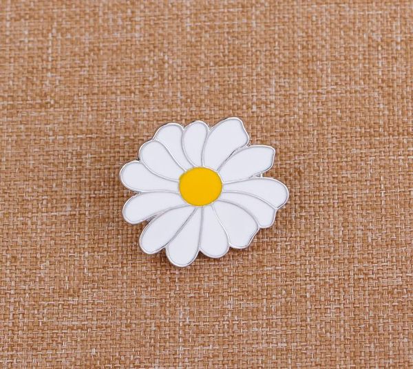 

cute metal badge white daisy flower spring time easter enamel lapel pin brooches women girls children ps07674775502, Gray