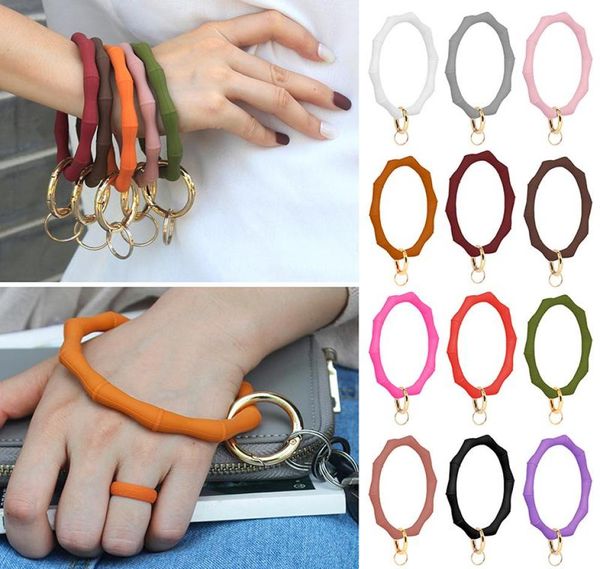 

keychains big o silicone loop wrist key ring keychain with gold clasp round strap accessories whole women bag supplieskeychain2995131, Silver