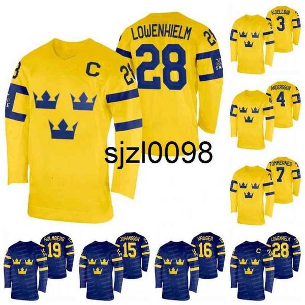 

sj98 28 michelle lowenhielm team sweden 2022 winter hockey jersey linnea andersson henrik tommernes jessica adolfsson josefin bouveng linnea, Black