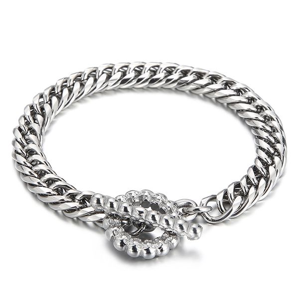 

cool curb link chain bracelet classic skull skeleton ot clasp jewelry for mens women boys stainless steel bangle 8mm/9mm/10mm 7.87inch, Black