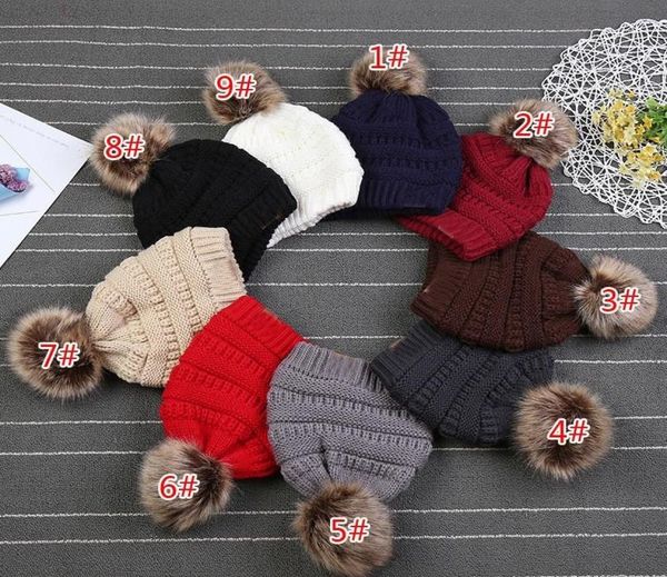 

kids adults thick warm winter hat for women soft stretch cable knitted pom poms beanies hats women039s skullies beanies girl sk5858153, Blue;gray