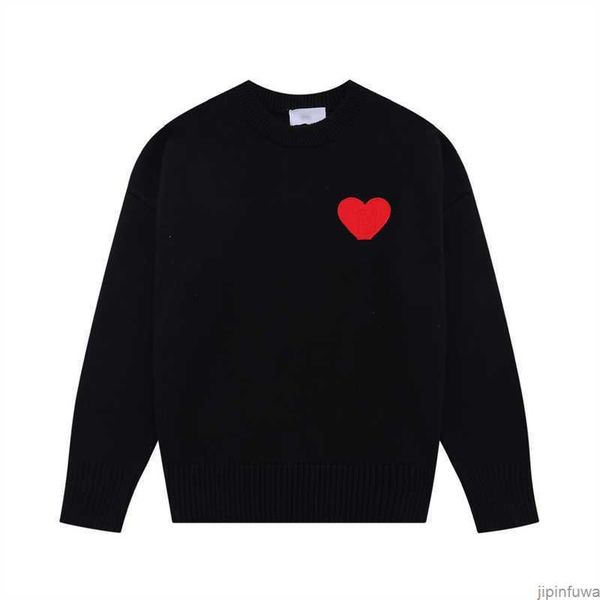 

2023 amis paris fashion amies de coeur designer men round neck sweater hoodies streetwear hip hop casual embroidered a heart pattern au8q, White;black