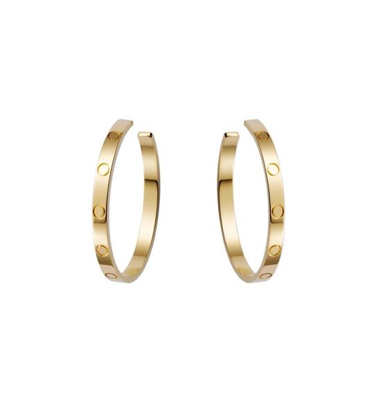 

large hoop huggie love earrings for women ladies girls gift jewelryscrew marking316l titanium steel famous brand jewelry with 9509944, Golden;silver