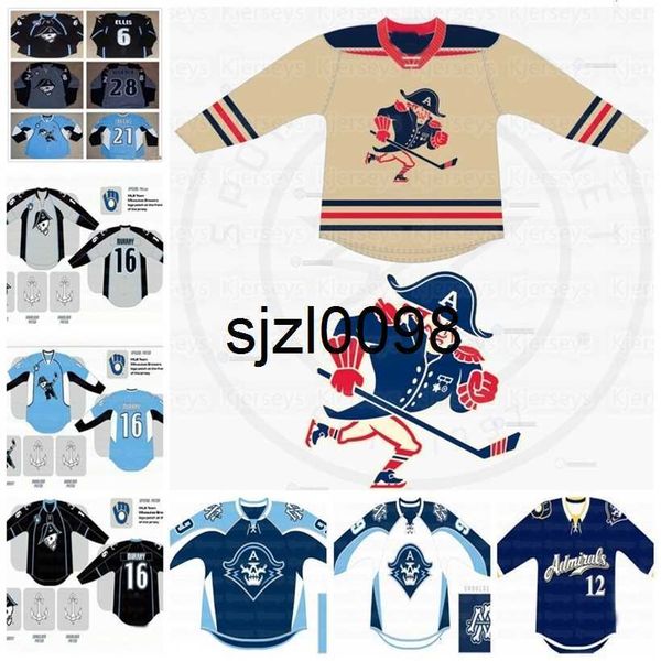 

sj98 milwaukee admirals hockey jersey beck dekanich ellis niskala conacher risslinc salomaki donovan tolvanen labrie lindback, Black