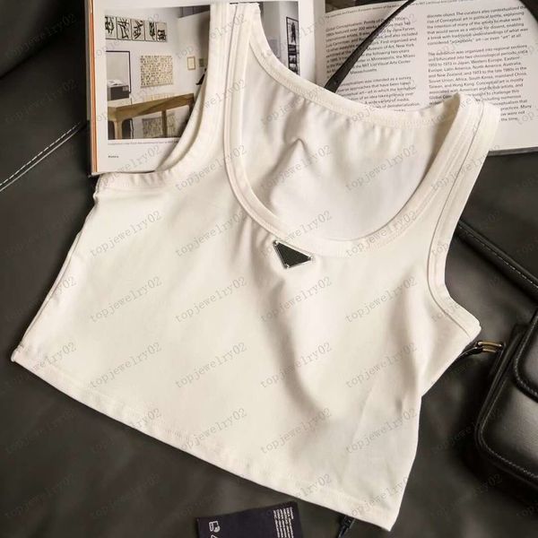 

designer women's knitted t-shirt sleeveless women's summer tank camis t-shirt vest short shirt women's slim vest ice silk top, White