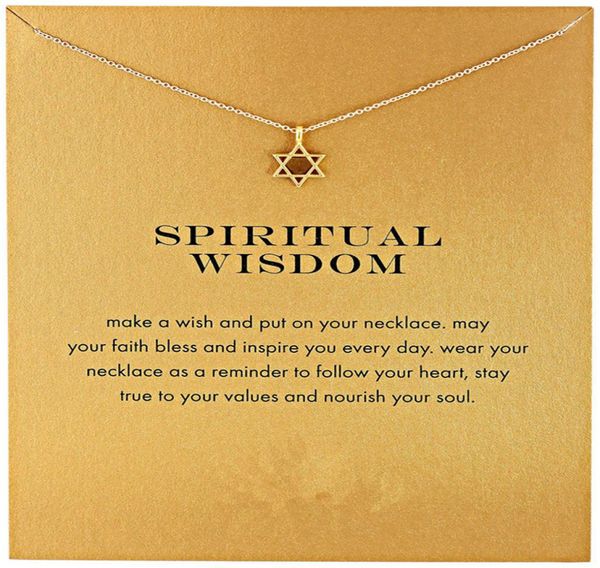 

chian choker necklaces with card gold silver six mans star pendant necklace for fashion women jewelry spiritual wisdom9193441