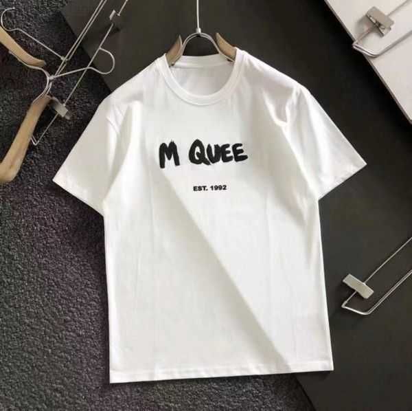 

summer women men designer mens t shirt men's tshirt embroidered fashion 100% cotton badge womens designer clothes mcqueen shirt oversiz, White;black