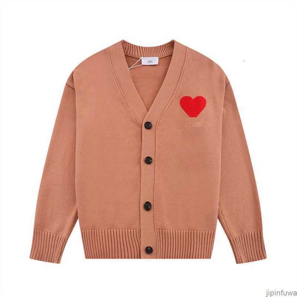 

amis paris france fashion mens designer amies de coeur knitted sweater embroidered a heart pattern solid color cardigan sweaters for men and, White;black