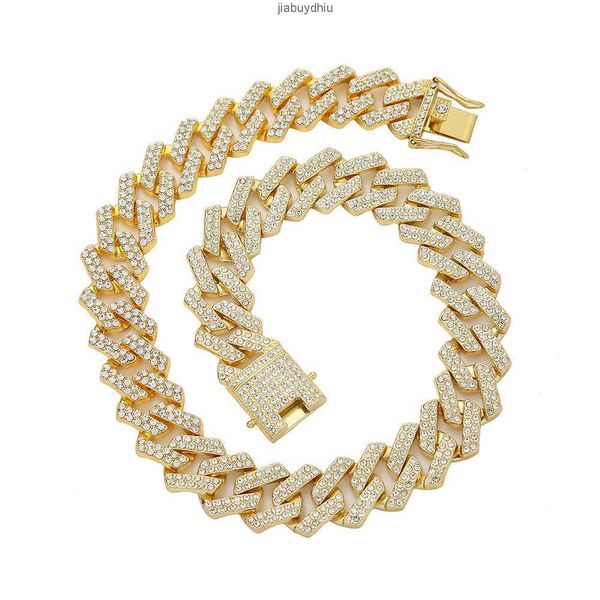 

20mm luxury design gold plated chain cuban link necklace cadena chapada en oro, Silver