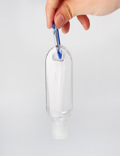 

50ml empty hand sanitizer bottles alcohol refillable bottle with key ring hook outdoor portable clear transparent gel bottle eea154014121