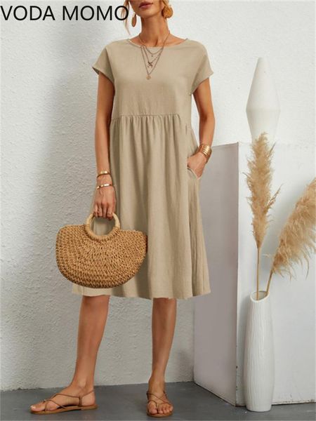 

dresses elegant bodycon cotton women's dress for women 2022 summer aline short sleeve boho midi dresses woman robe femme ladies, Black;gray