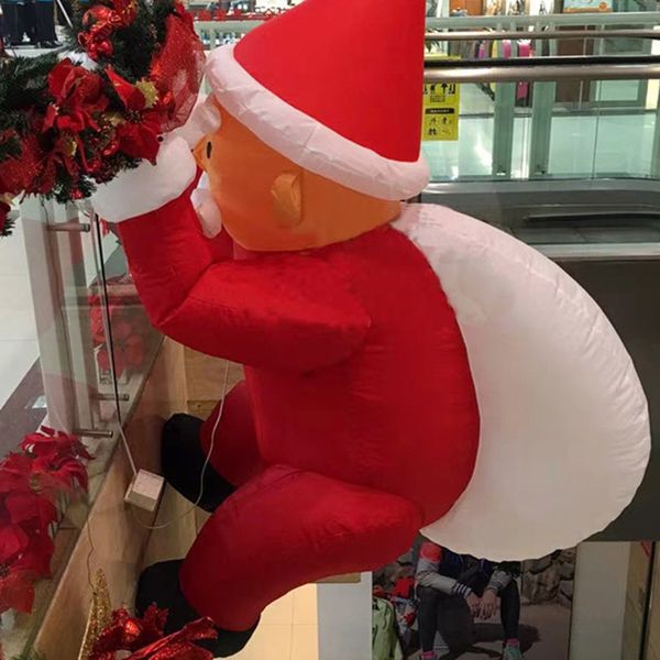 

giant 3/4/5mh lighting inflatable climbing santa claus for decoration / 16.4 feet inflated flying chrismas old man