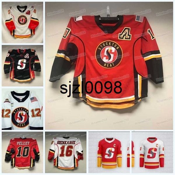 

sj98 custom ahl stockton heat hockey jersey jakob pelletier ilya solovyov kevin gravel connor zary walker duehr eetu tuulola, Black
