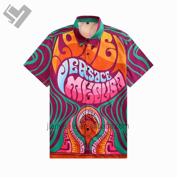 

designer new print men's shirts famous brand summer short sleeve luxury blouses hawaiian shirt puw, White;black