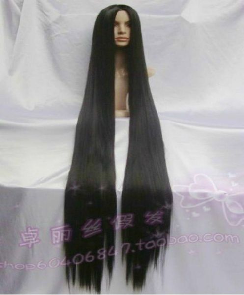 

popular extra long black cosplay wig 60 inch high temp 150cm2052716