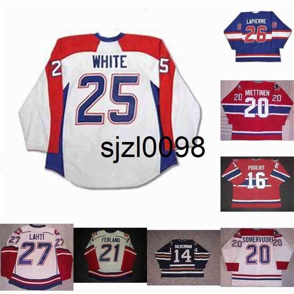 

sj98 hamilton 14 jean silverman 21 jonathan ferland 26 lapierre 20 eero somervuori 16 marc pouliot 20 antti miettinen hockey jersey, Black