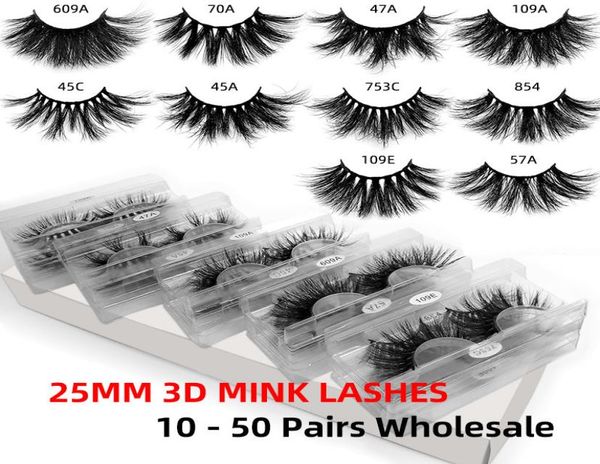 

10 styles 25mm eyelash 3d mink lashes in bulk natural long mink lashes false eyelash 3739155