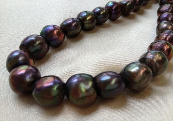 

1415mm peacock black cultured freshwater pearls baroque nugget loose beads 15 inches2361553, White