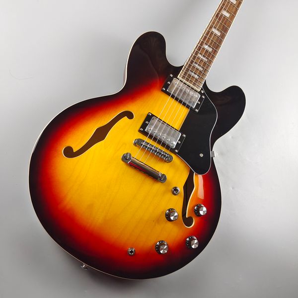 

335 electric guitar, full hollow f hole, sunset color, rosewood fingerboard, small square inlay, fast package
