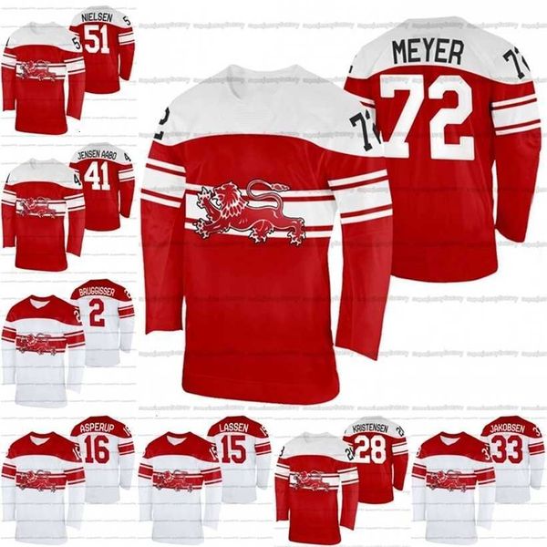 

c2604 a3740 team denmark 2022 hockey jersey matthias asperup phillip bruggisser emil kristensen oliver larsen nicolai meyer peter regin fred, Black
