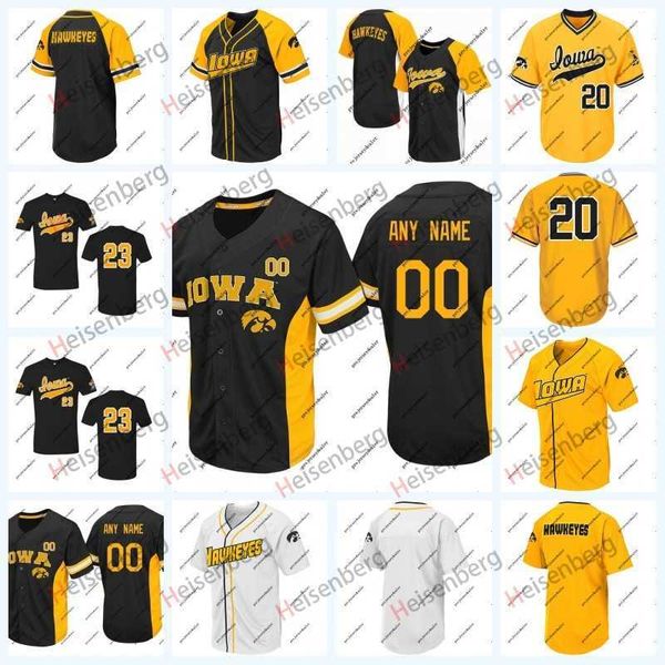 

iowa hawkeyes ncaa college baseball jersey black white gold for mens womens youth double stitched name and nmber mix order high quailty