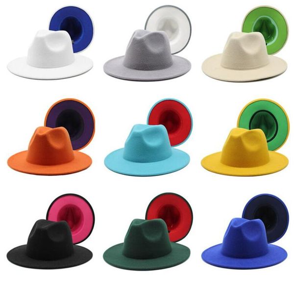 

fedora hat for men women double color wide brim cap man woman jazz panama caps ladies formal hats girls fashion trilby chapeau men6424414, Blue;gray
